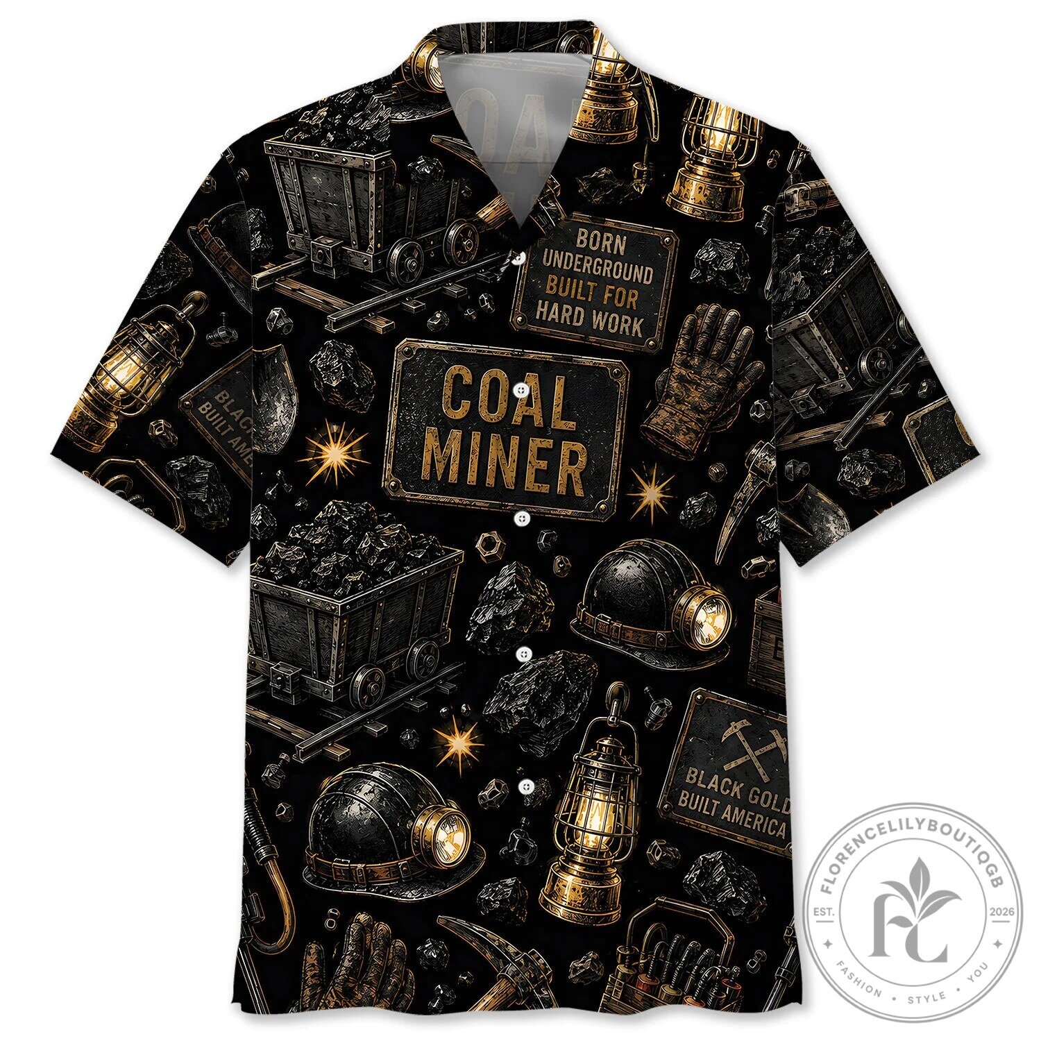 Vintage Coal Miner Born Underground Built For Hard Work Hawaiian Shirt