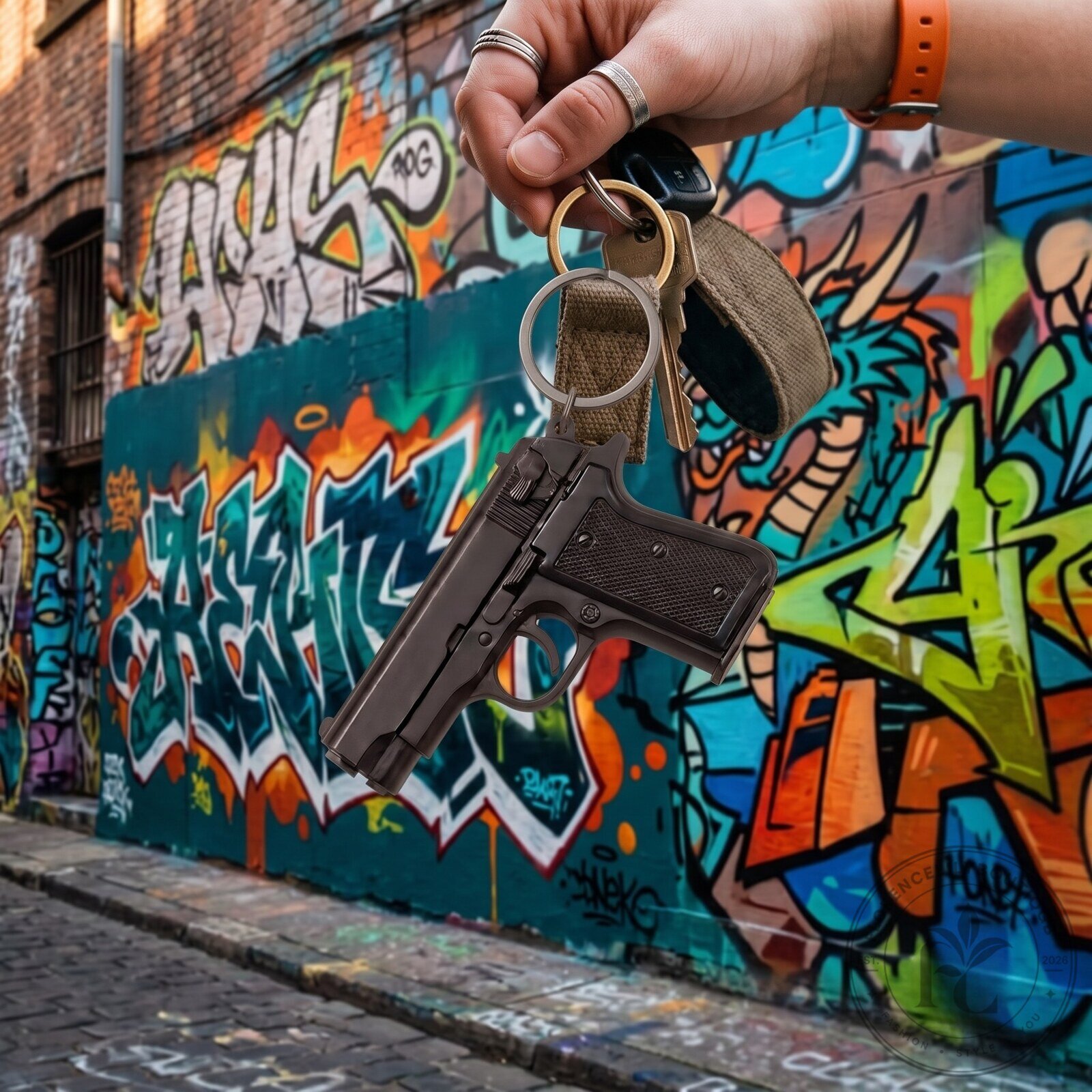 Stealth Black Pistol Replica EDC Keychain