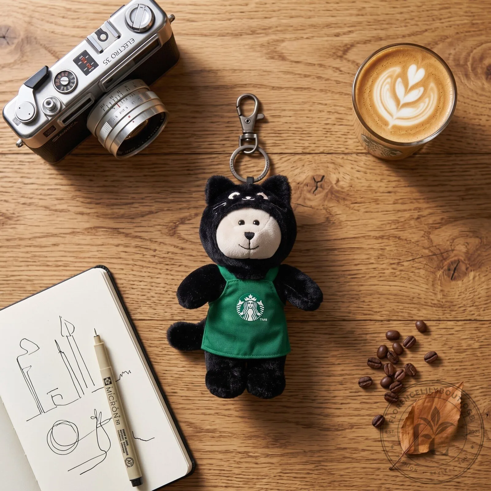 Starbucks Black Cat Bearista Plush Keychain