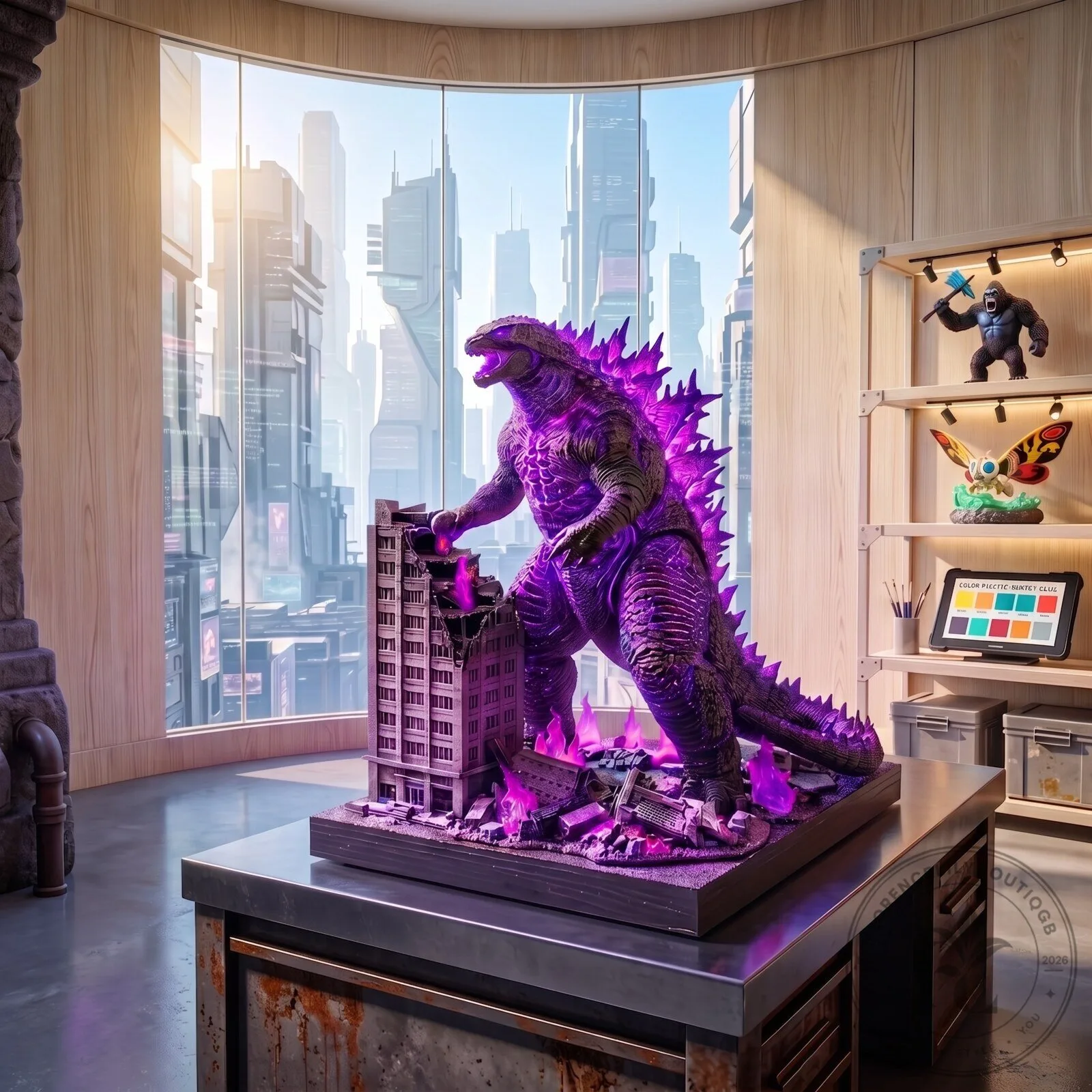 Godzilla Evolved Purple Version Figure with Ruined City Display Base 4 Godzilla Evolved Purple Version Figure with Ruined City Display Base