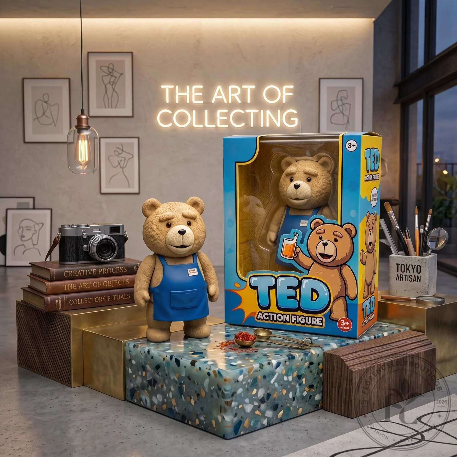 Ted the Bear in Blue Apron Action Figure