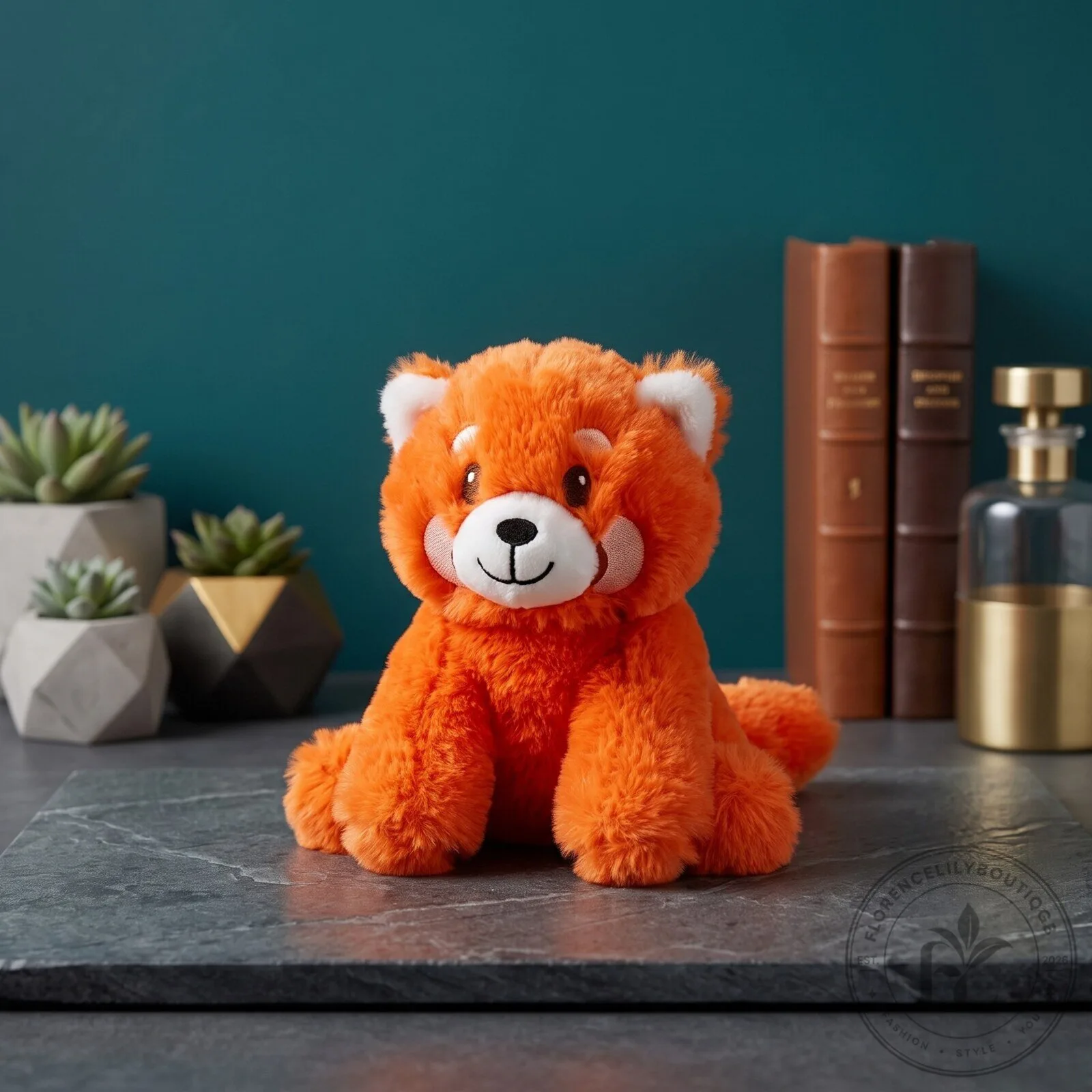 Vibrant Orange Red Panda Stuffed Animal Plush Toy with Detailed Embroidery 4 Vibrant Orange Red Panda Stuffed Animal Plush Toy with Detailed Embroidery