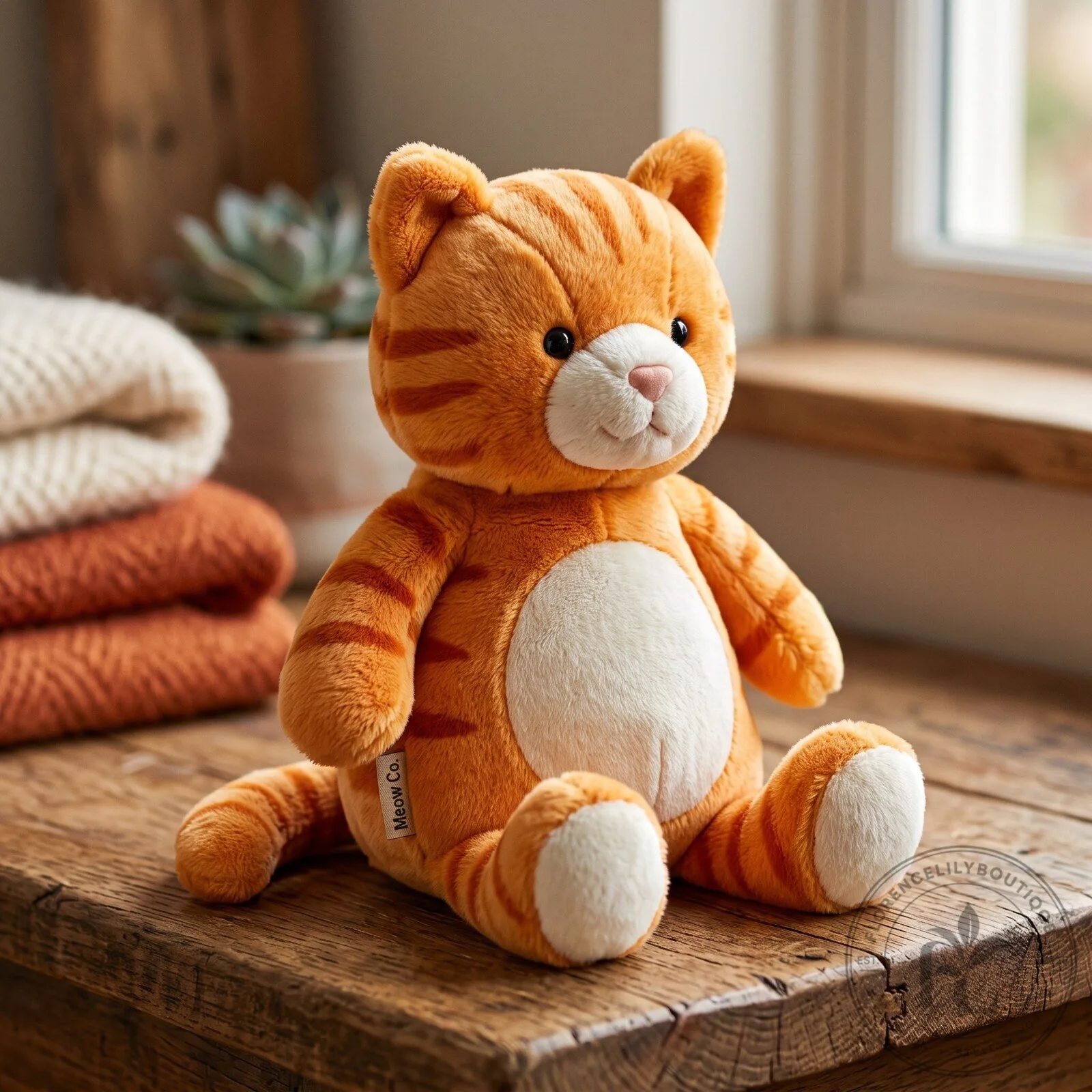 Adorable Orange Tabby Cat Stuffed Animal Plush Toy
