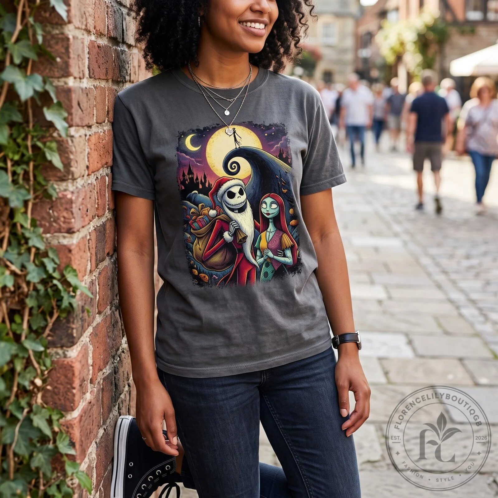 Disney The Nightmare Before Christmas Santa Jack and Sally Graphic T shirt for Fans