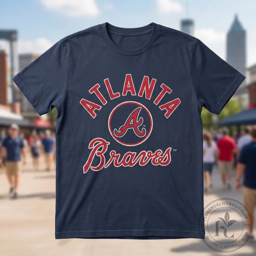 Atlanta Braves Heather Navy Graphic Tee for Baseball Fan Atlanta Braves Heather Navy Graphic Tee for Baseball Fan