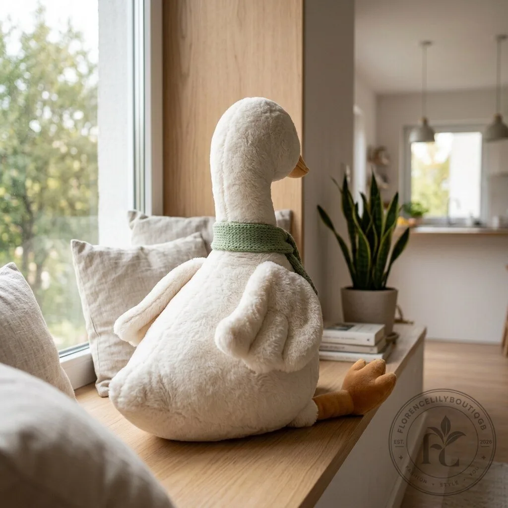 Adorable Chubby Goose Stuffed Animal Plush Toy With Green Knitted Scarf 5 Adorable Chubby Goose Stuffed Animal Plush Toy With Green Knitted Scarf