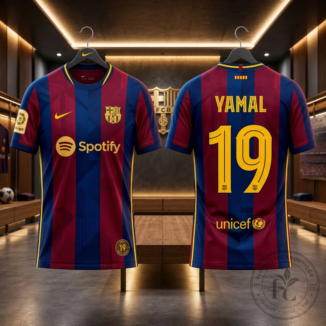 Lamine Yamal Barcelona Jersey 2026 2027 Custom FCB Soccer Jersey Number 19 Striped Soccer Kit 4 Lamine Yamal Barcelona Jersey 2026 2027 Custom FCB Soccer Jersey Number 19 Striped Soccer Kit