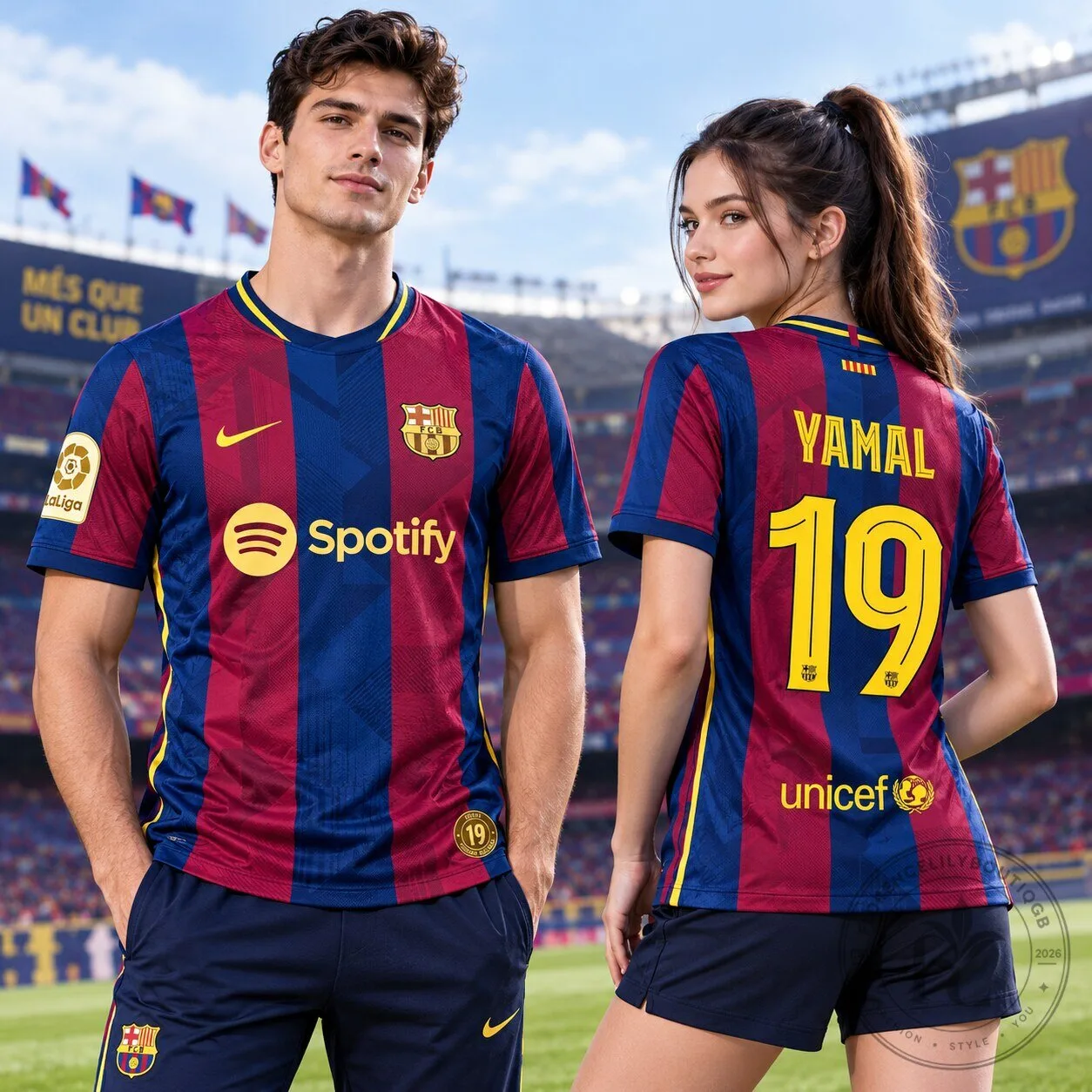 Lamine Yamal Barcelona Jersey 2026 2027 Custom FCB Soccer Jersey Number 19 Striped Soccer Kit 5 Lamine Yamal Barcelona Jersey 2026 2027 Custom FCB Soccer Jersey Number 19 Striped Soccer Kit