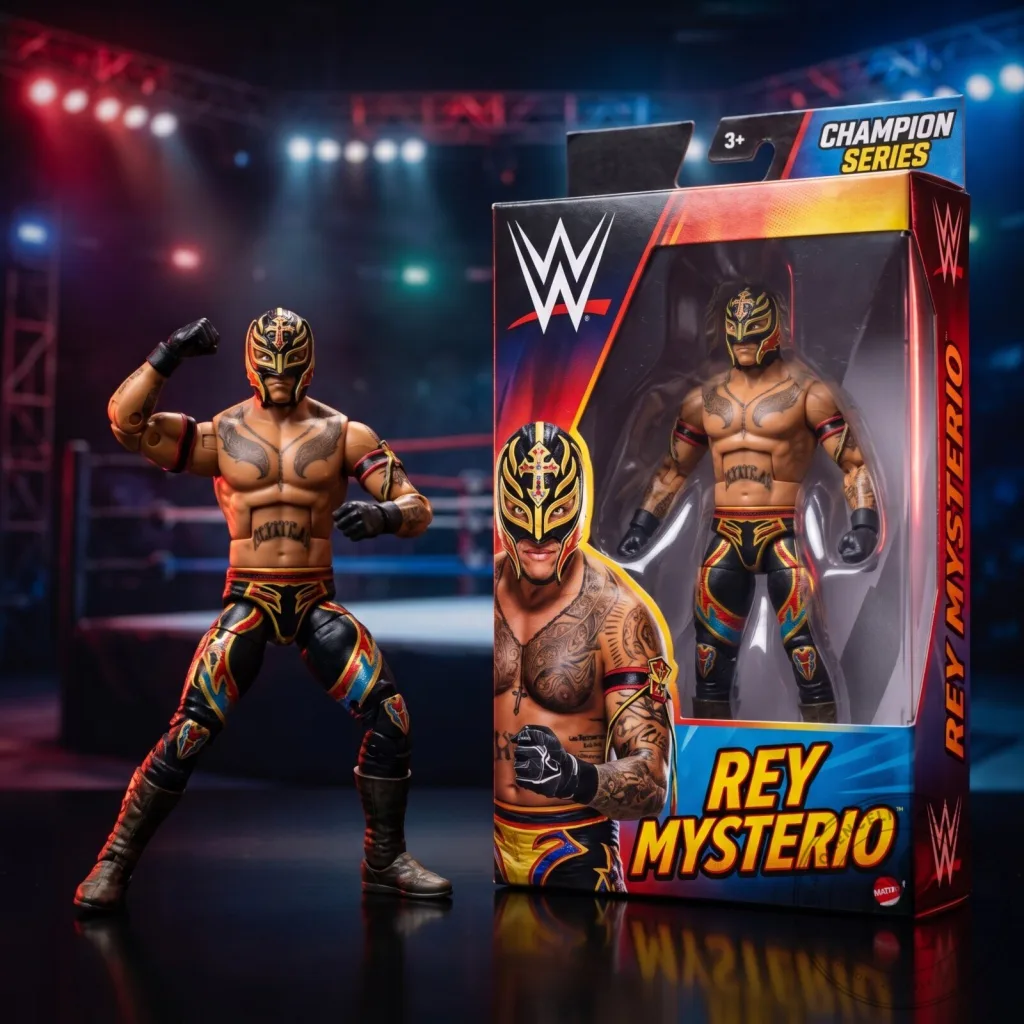 "Ultimate WWE Rey Mysterio Action Figure Pack for Fans" 11 WWE Rey Mysterio Action Figure with Championship Series Toy Box Pack for WWE Fans