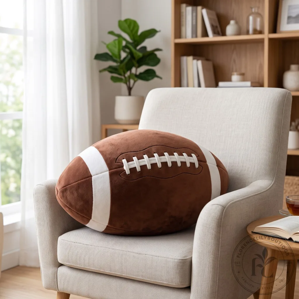 "Soft American Football Plushie: Perfect Large Brown Pillow for Fans" 3 Soft American Football Plushie Toy for Sports Fans Large Brown Plush Pillow