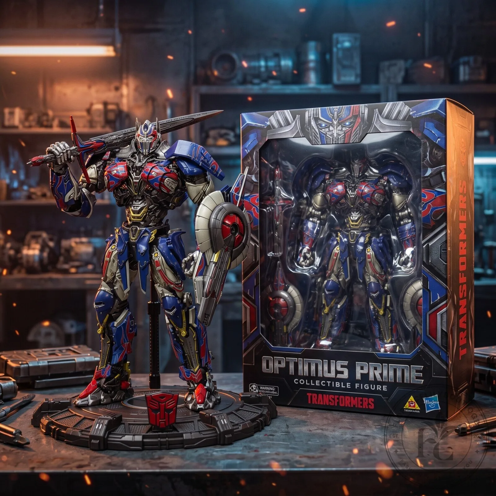 Custom Metallic Optimus Prime Action Figure With Sword And Shield