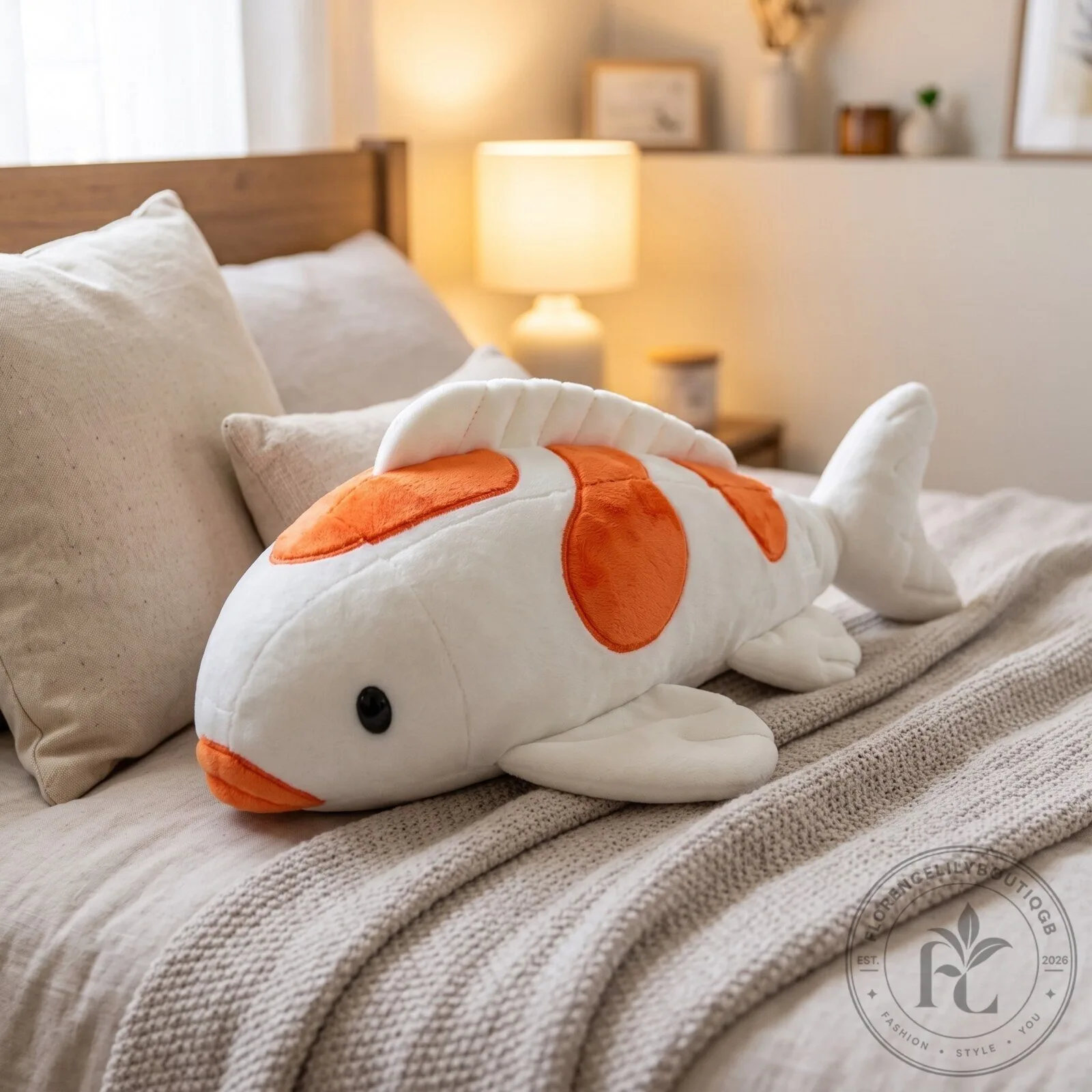 Soft Koi Fish Plush Toy Orange and White Fish Stuffed Animal