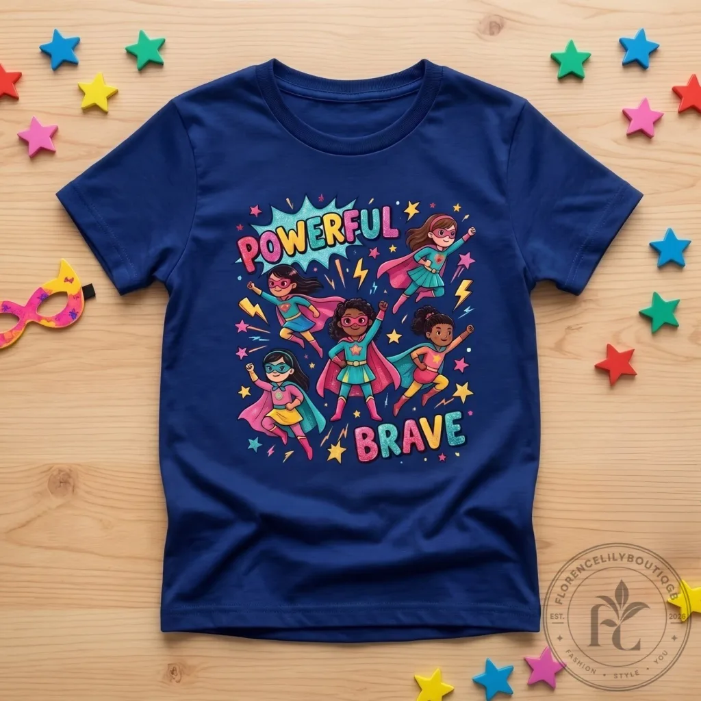 Little Girls Superhero Shirt Empowering Brave and Powerful Graphic Kids T Shirt Little Girls Superhero Shirt Empowering Brave and Powerful Graphic Kids T Shirt